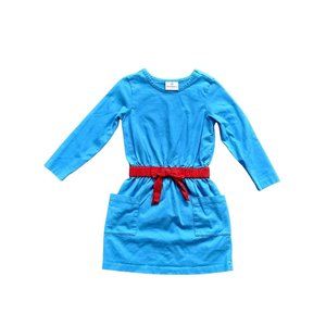 Hanna Anderson Long Sleeve Cinch Waist Bow Dress With Pockets Size 110